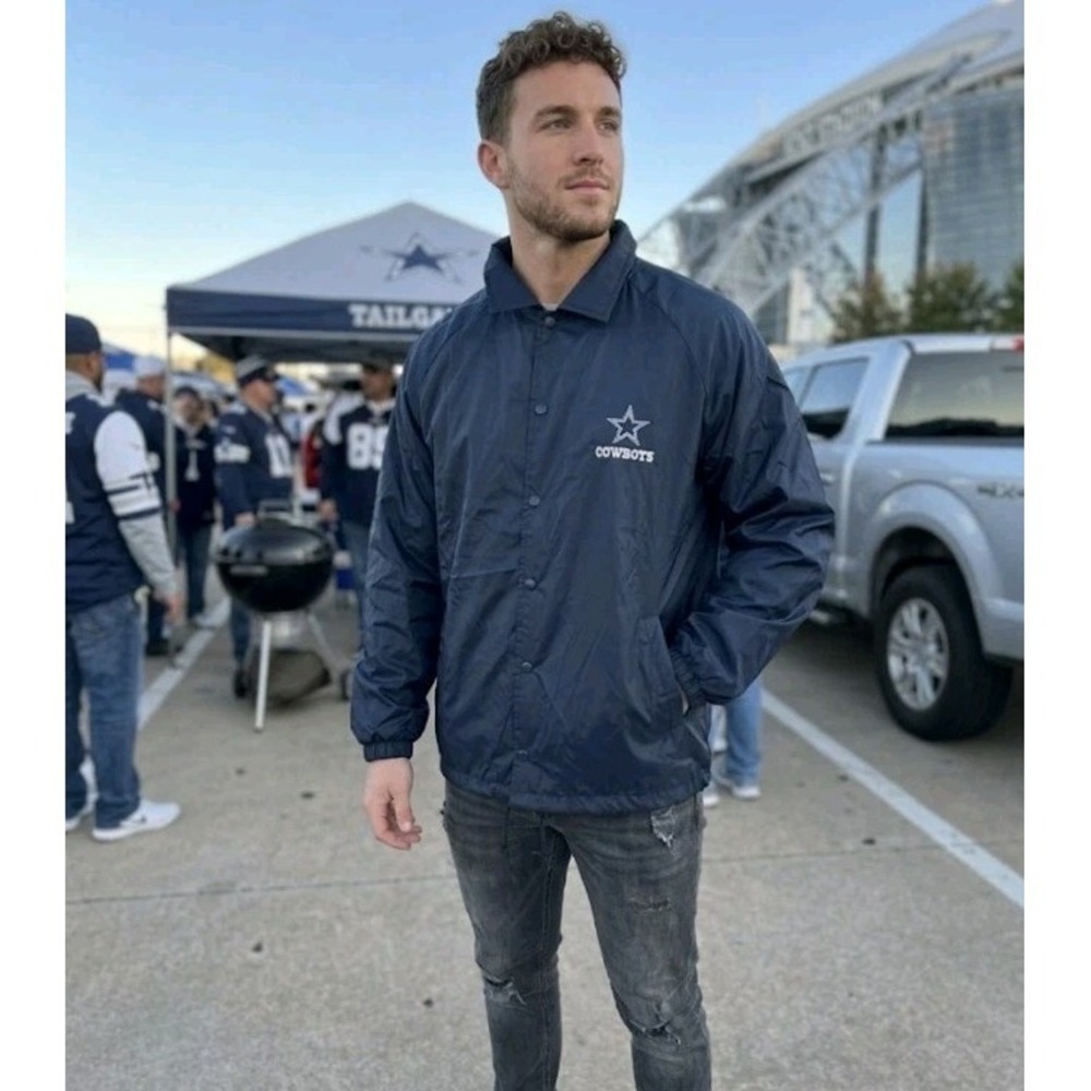 Dallas Cowboys Dunbrooke Coaches‎ Windbreaker Jacket Navy Blue NFL Men's L NWT